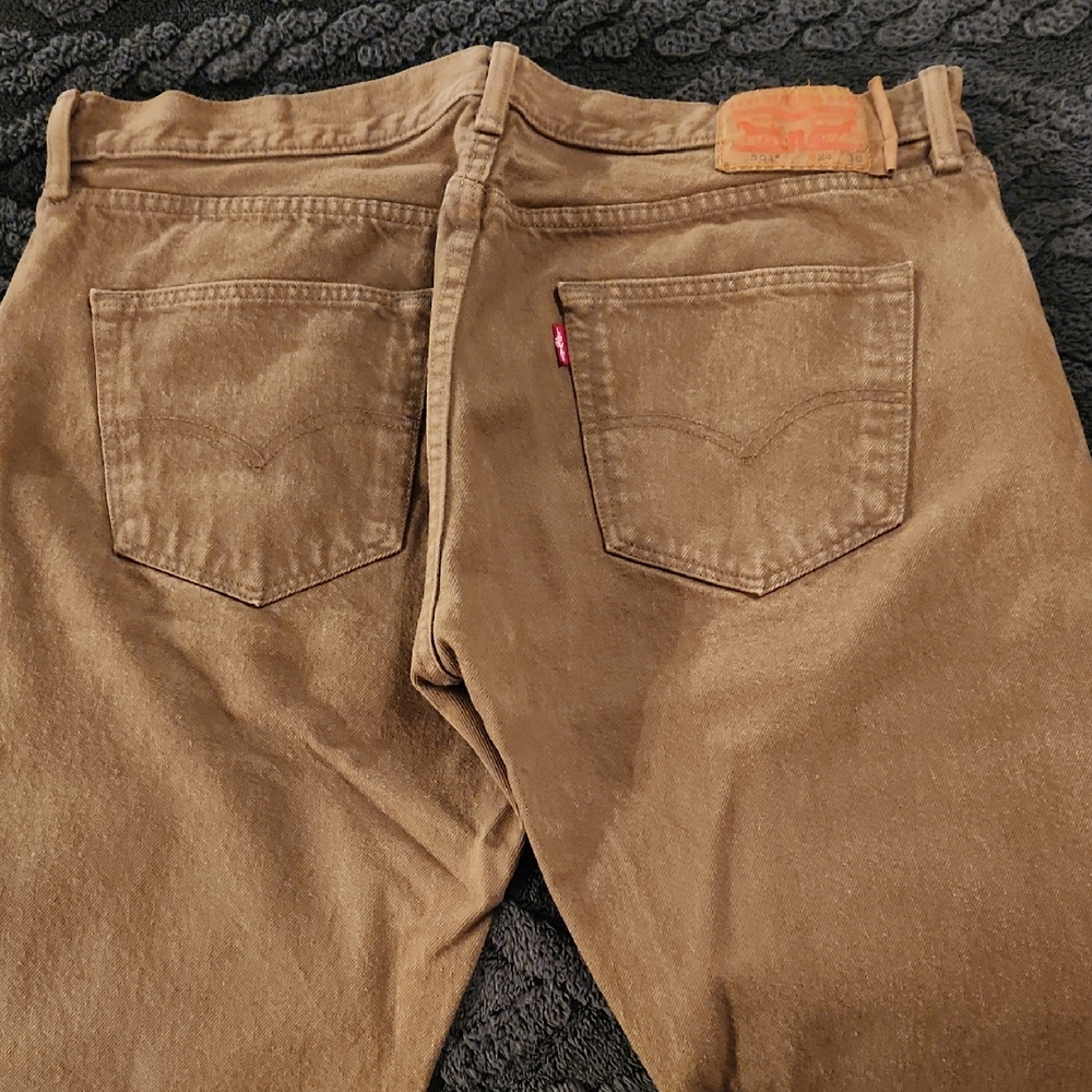 Levi's Classic 501 Button Fly Olive Green/Brown Jeans